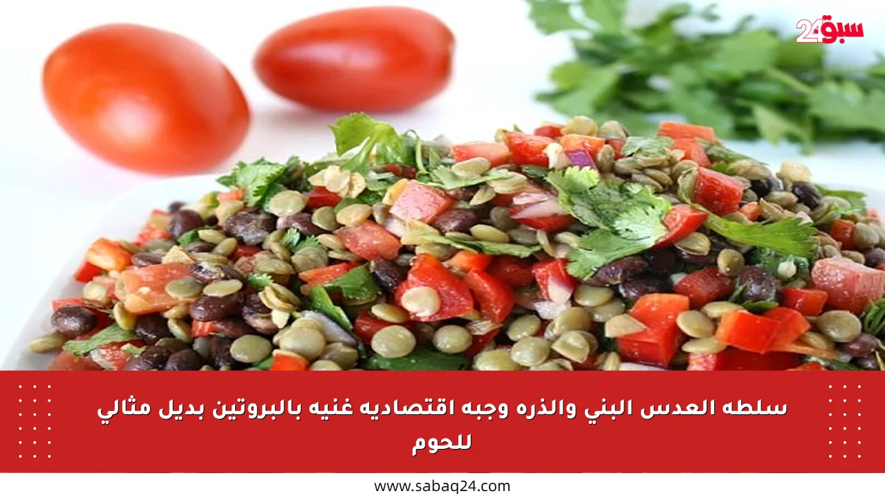 سلطة العدس البني والذرة وجبة اقتصادية غنية بالبروتين بديل مثالي للحوم